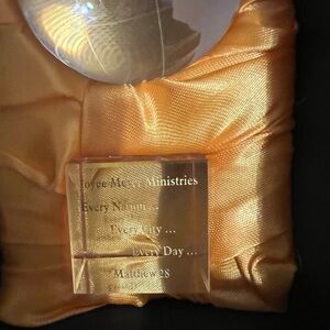 Engraved Clear Crystal Cube with Gold Satin Display